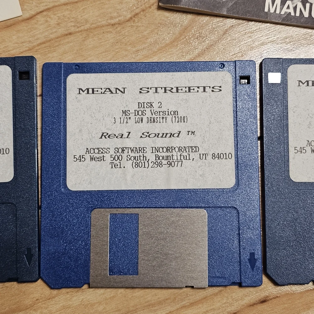 Mean Streets 1989 Vintage PC Game Access Software - 3.5